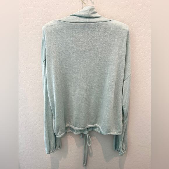 DKNY JEANS | Pale Blue Lightweight Cowl Neck Drawstring Pullover Sweater | XL - Picture 5 of 7